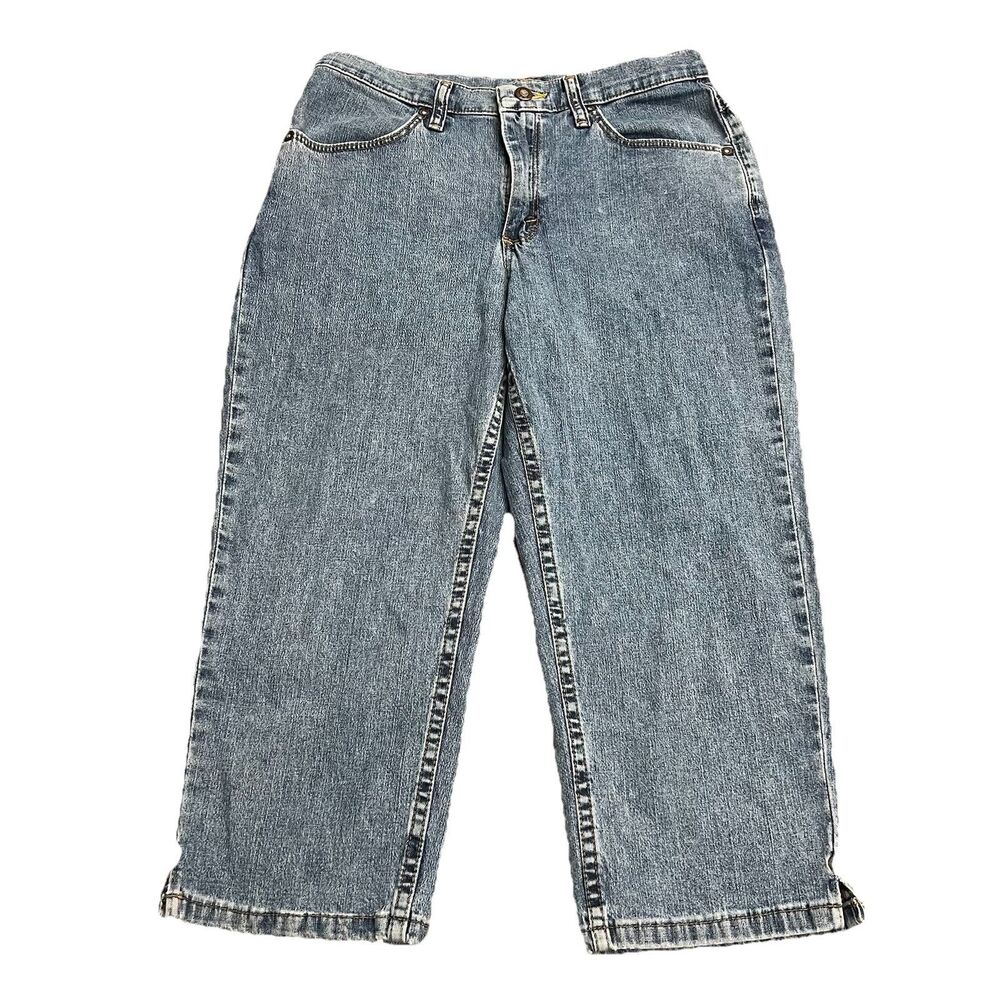 Denim Capri Jeans Light Wash Sz 8 Mid-rise Lee Riders Stretch